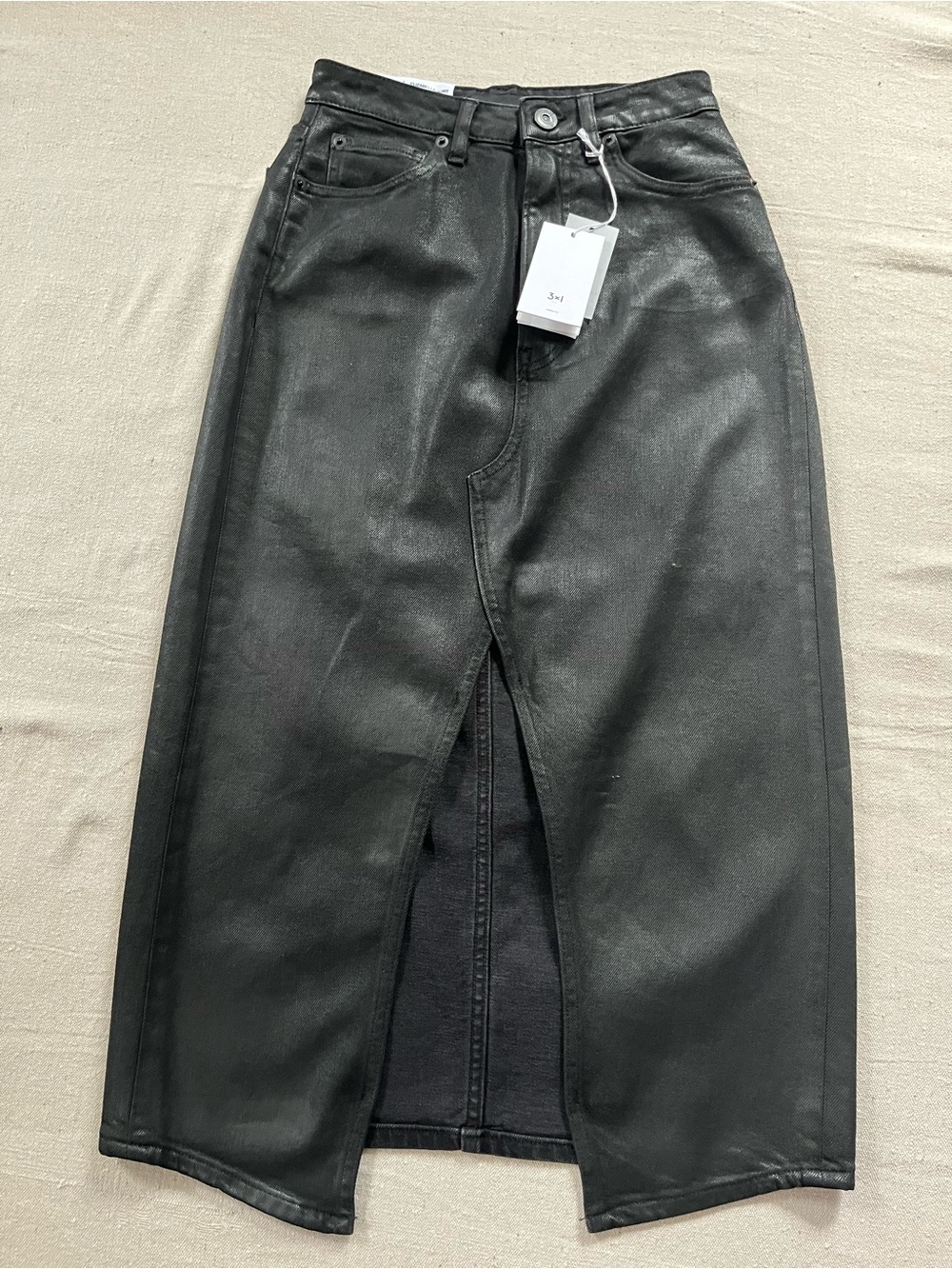 NWT 3x1 NYC Women’s Elizabella Coated Midi Skirt Size 24